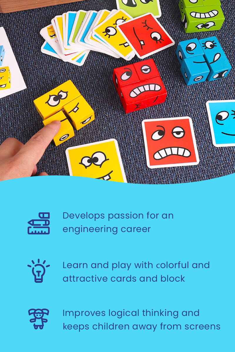 Expression Blocks Expression Puzzle Building Blocks Game - Mama Panda