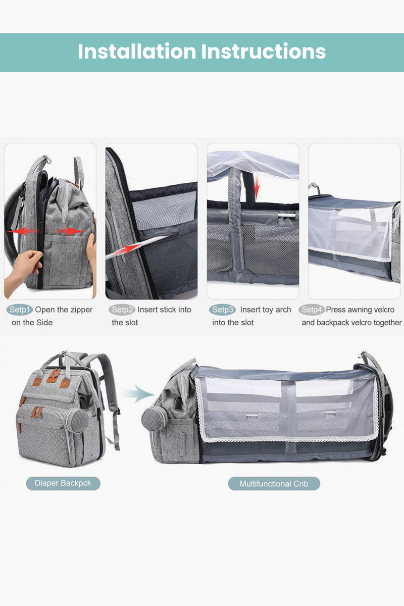 2-in-1 Travel Crib Multi-Use Diaper Bag