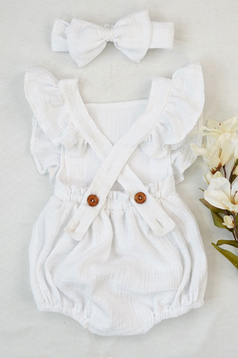 Organic Ruffled Headband Romper Set