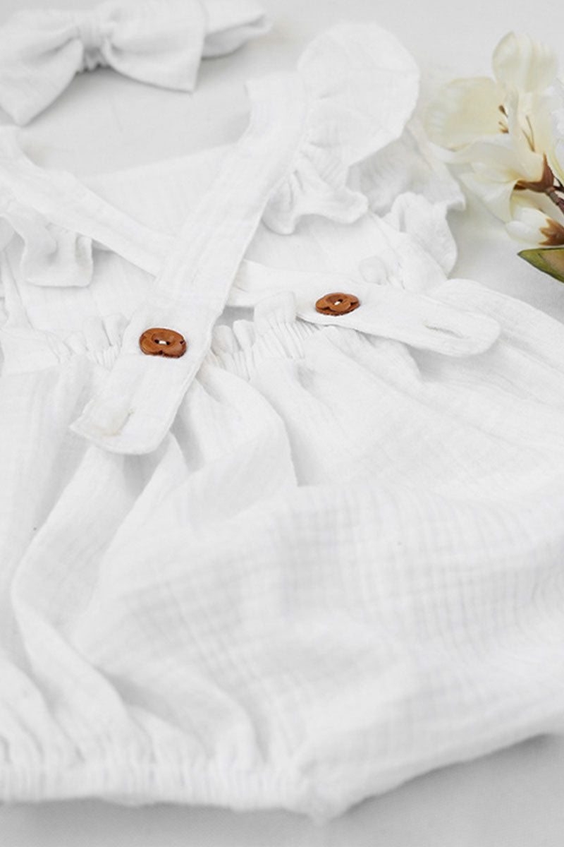 Organic Ruffled Headband Romper Set