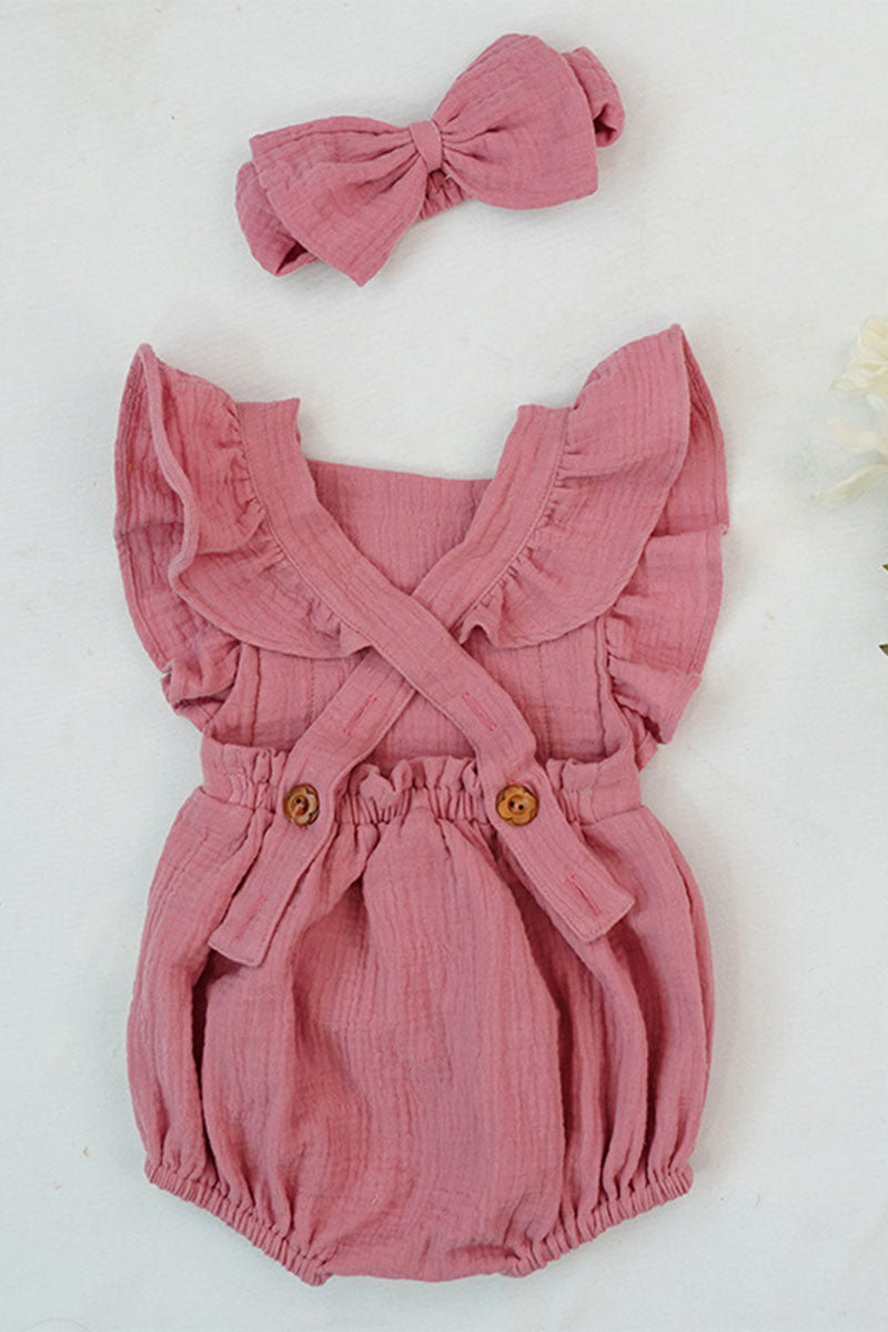 Organic Ruffled Headband Romper Set