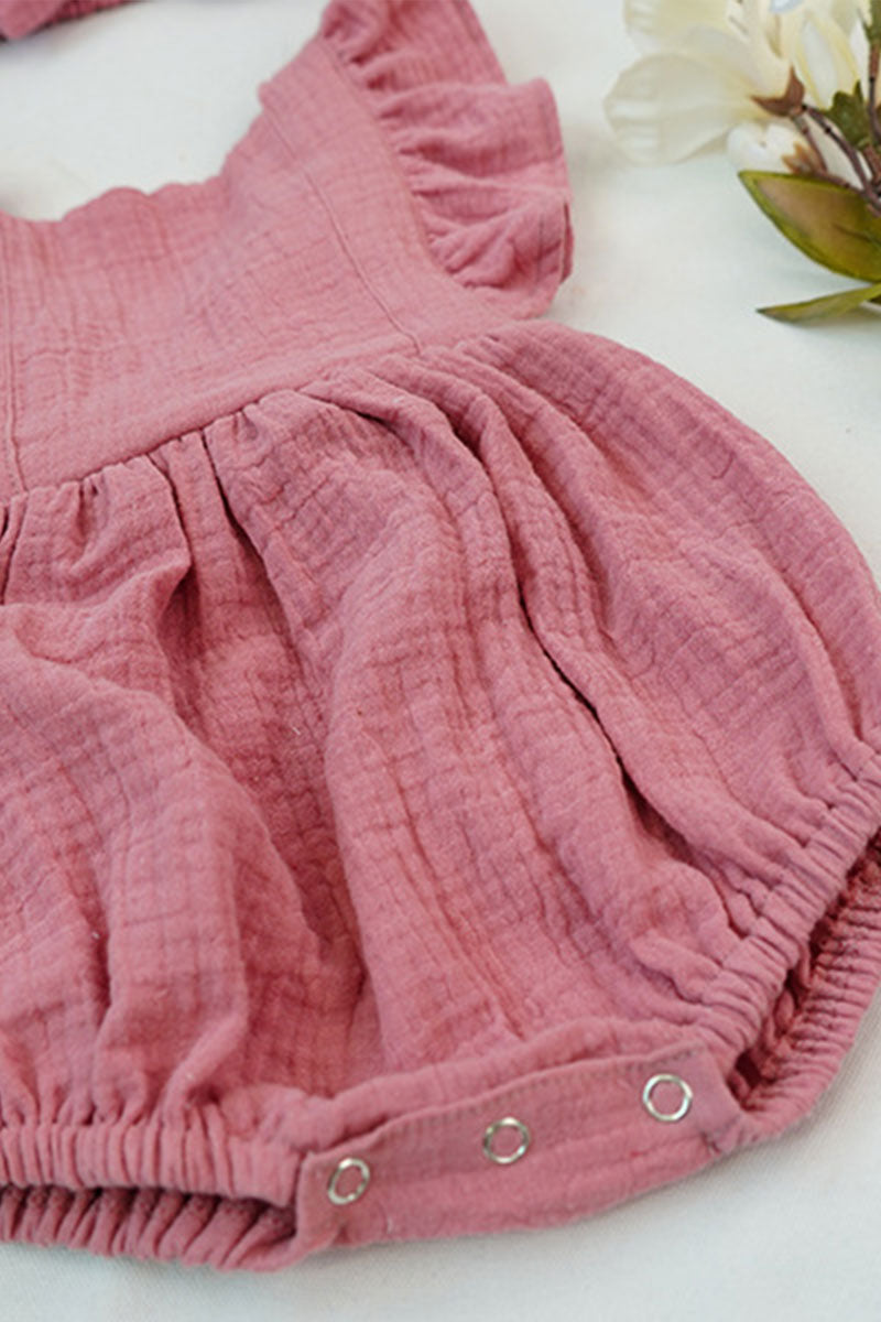 Organic Ruffled Headband Romper Set