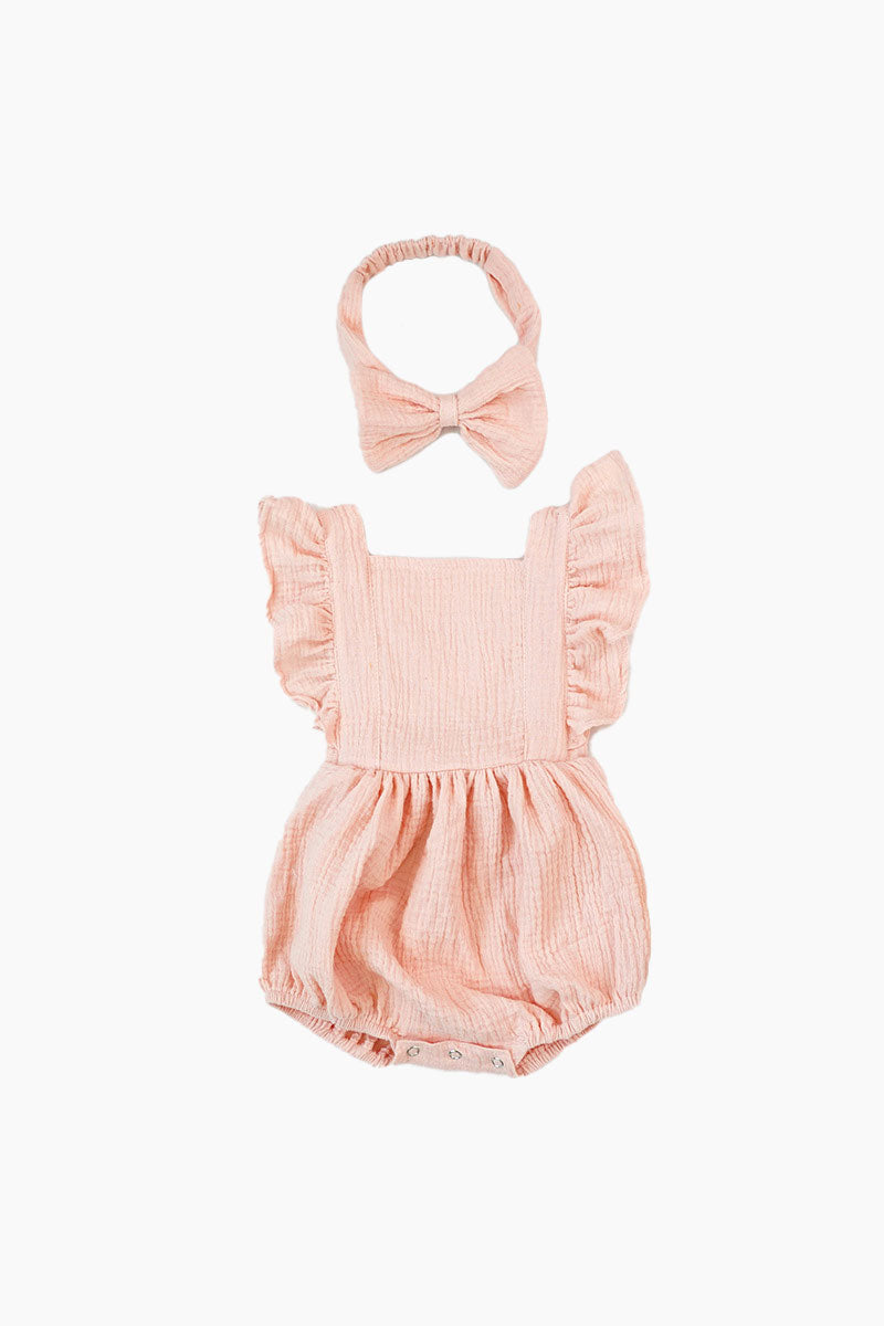 Organic Ruffled Headband Romper Set