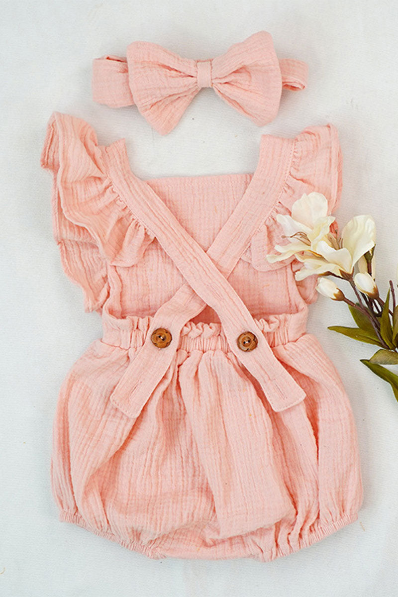 Organic Ruffled Headband Romper Set