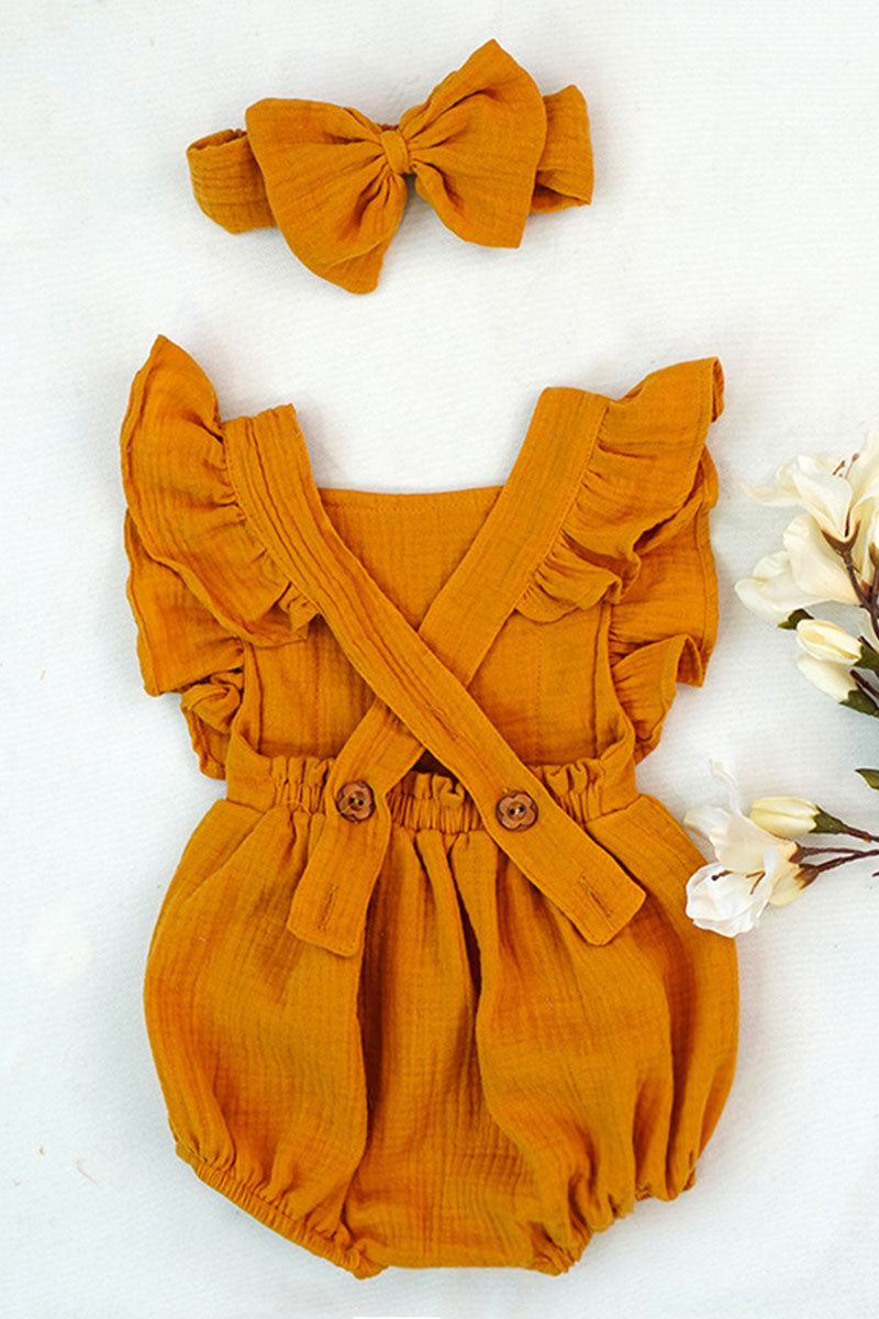 Organic Ruffled Headband Romper Set