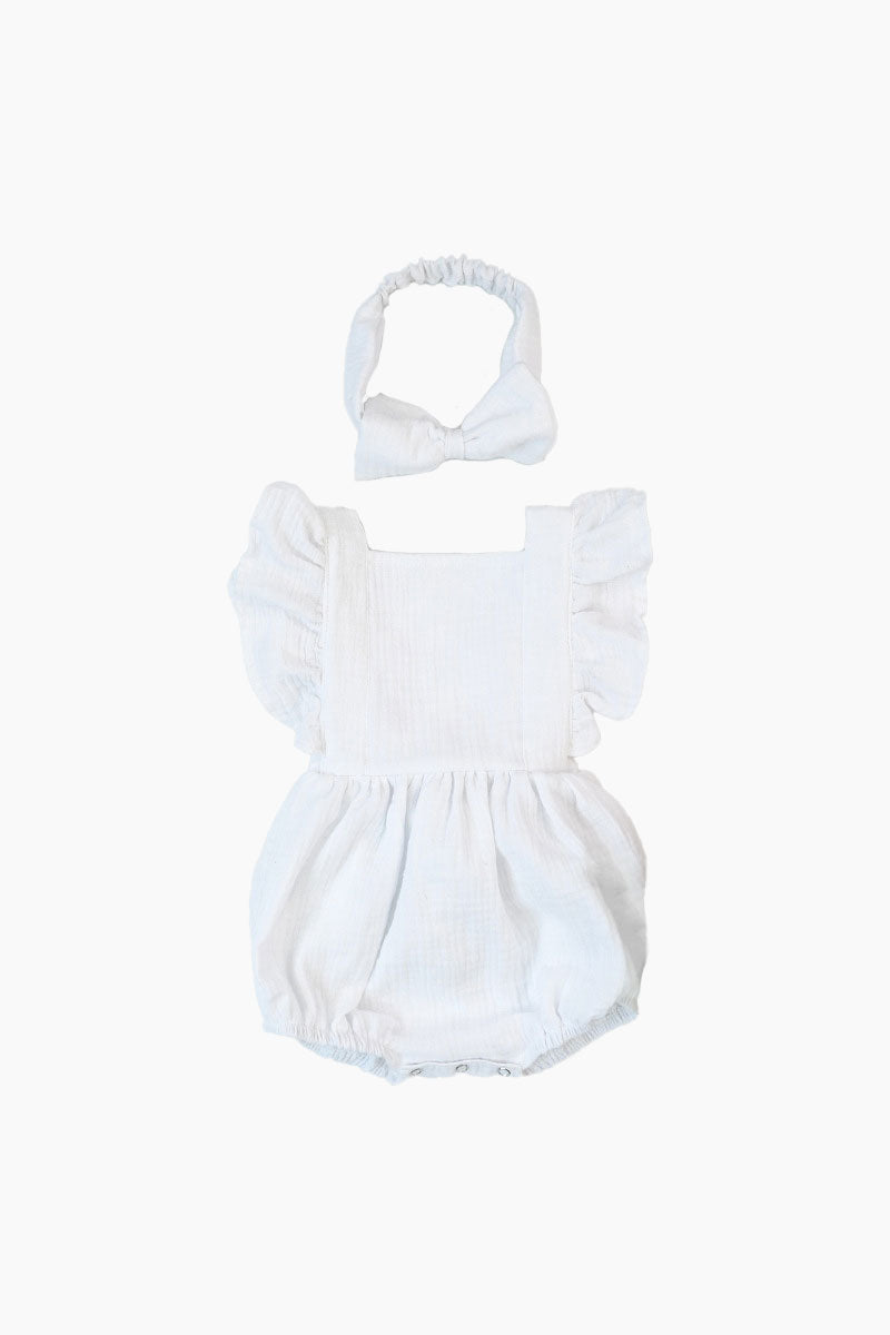 Organic Ruffled Headband Romper Set
