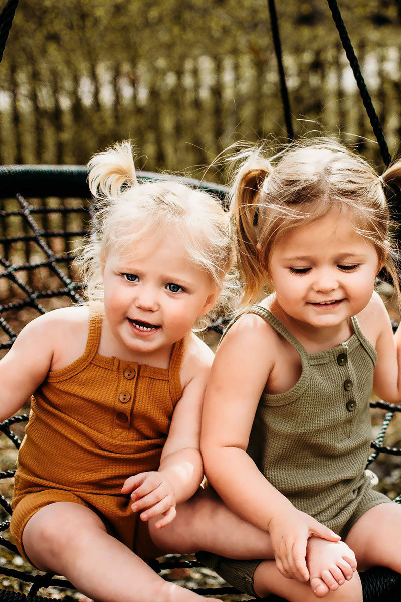 Organic Cotton Crawling Waffle Romper