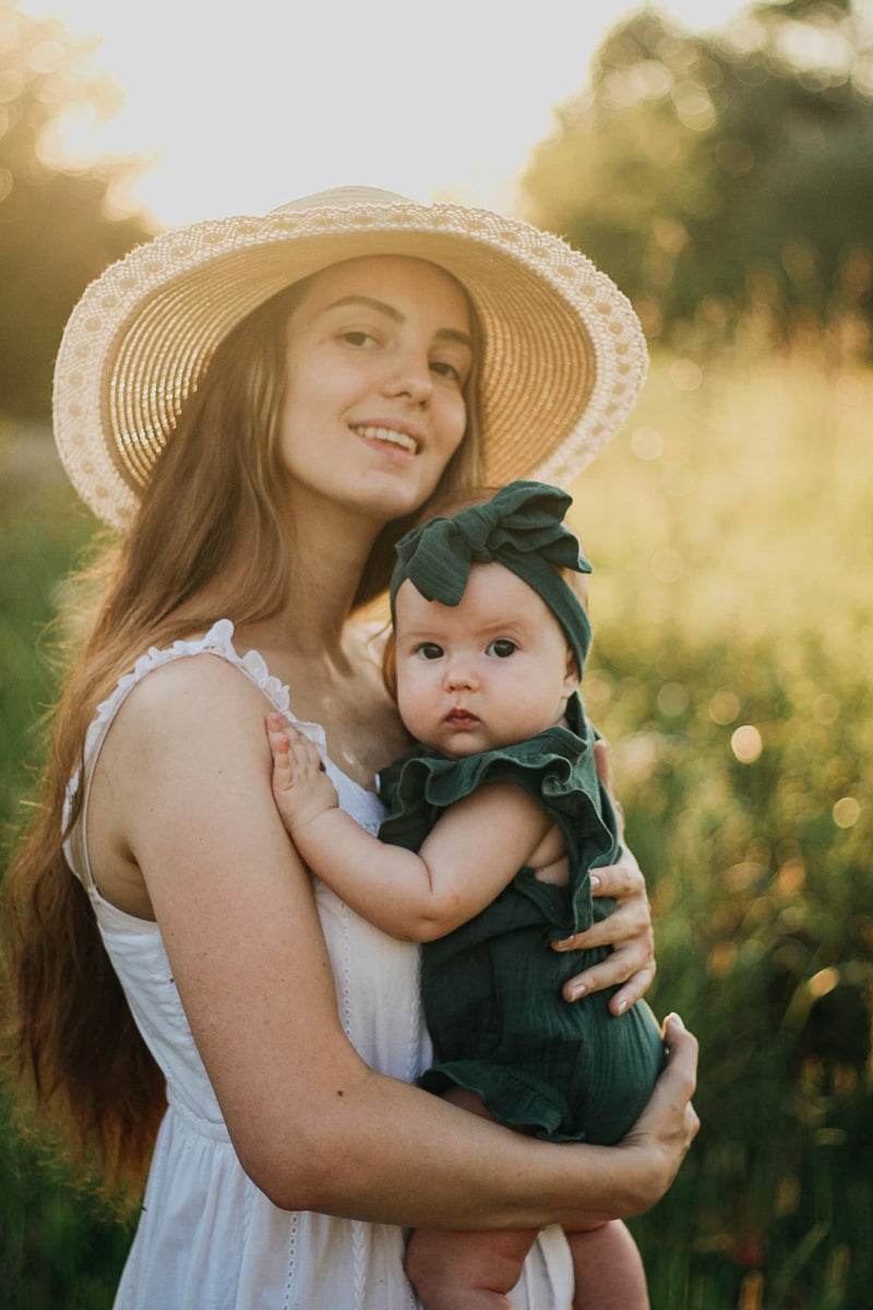 Cotton Sleeveless Baby Bodysuit With Headband