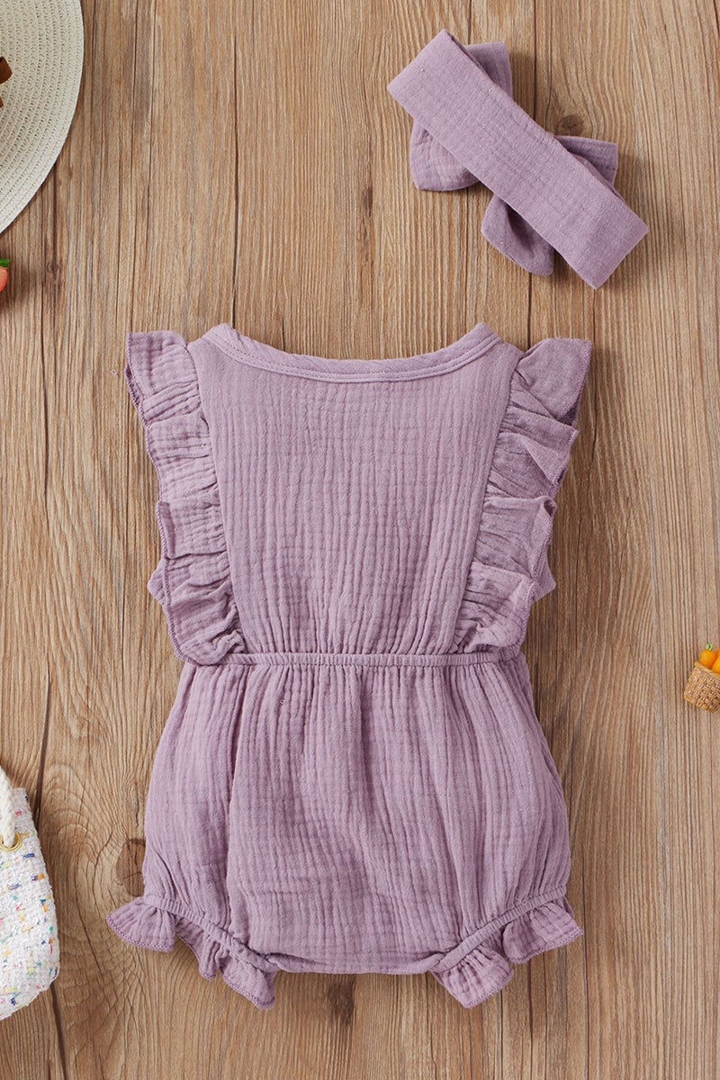 Cotton Sleeveless Baby Bodysuit With Headband
