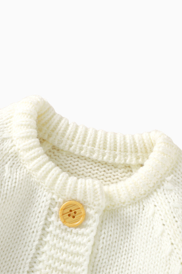 Waffle Cotton Long-Sleeved Jumpsuit with Hat