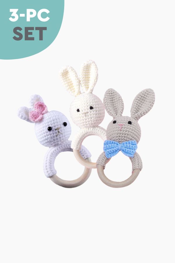 Friendly Critters Wooden Rattle Teether