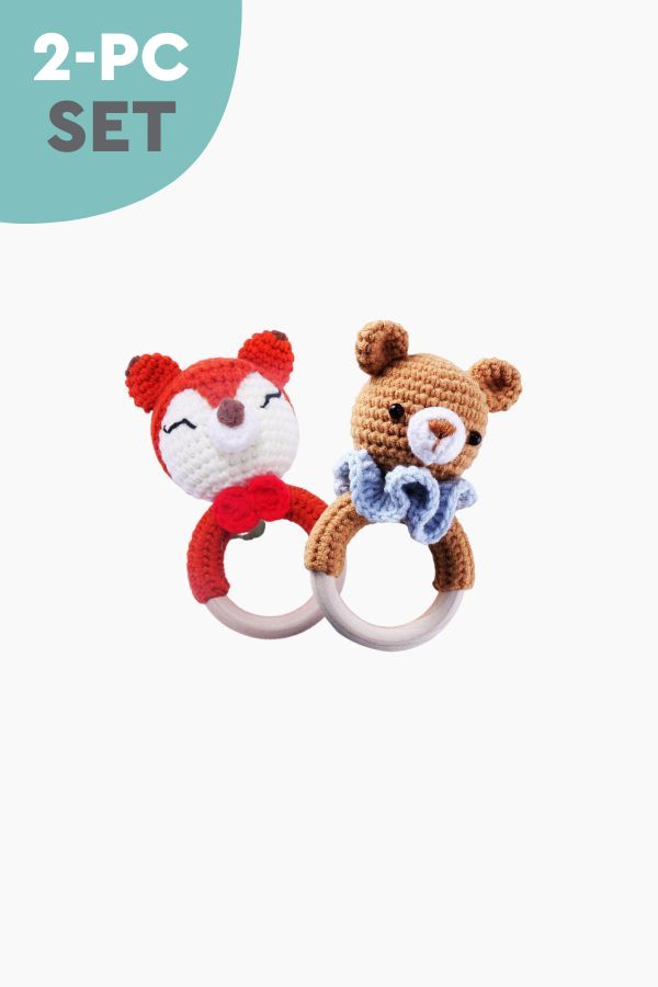 Friendly Critters Wooden Rattle Teether