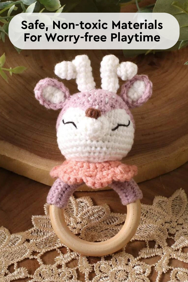 Friendly Critters Wooden Rattle Teether