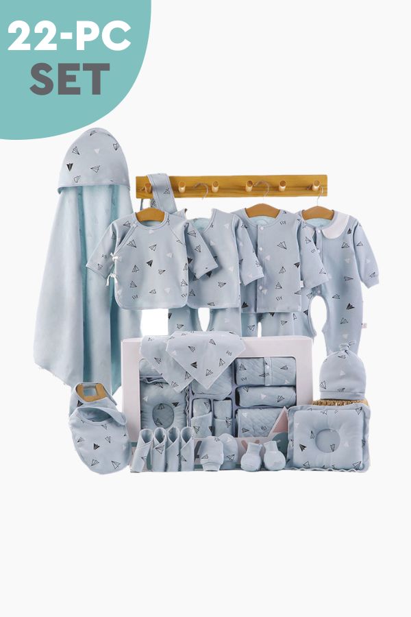 The Essential Kit Baby Clothes & Accessories | 22 Piece 100% Combed Cotton | 0-3 months
